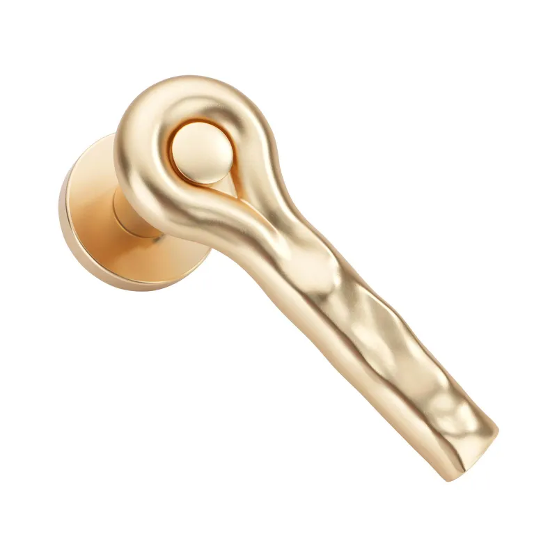 Elegant hammered gold door handle Hestia