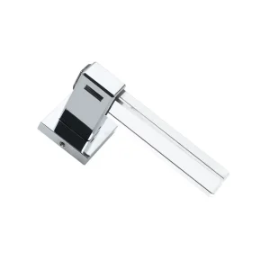 Luxury chrome and crystal lever handle close-up